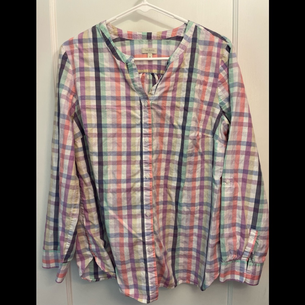 Talbots madras button down shirt. Size medium
